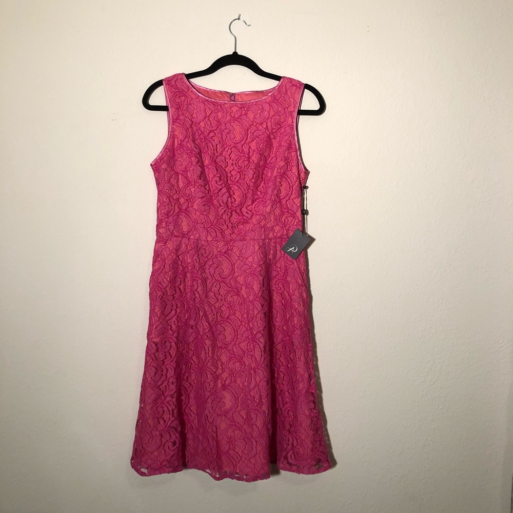 NWT Adriana Papell pink lace dress